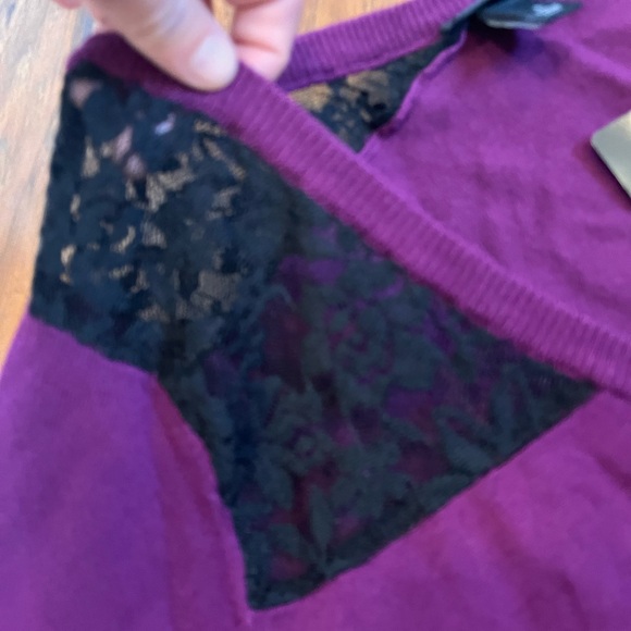 Torrid sweater womens size 1x purple lace details lightweight soft NWT luxury - Picture 3 of 11